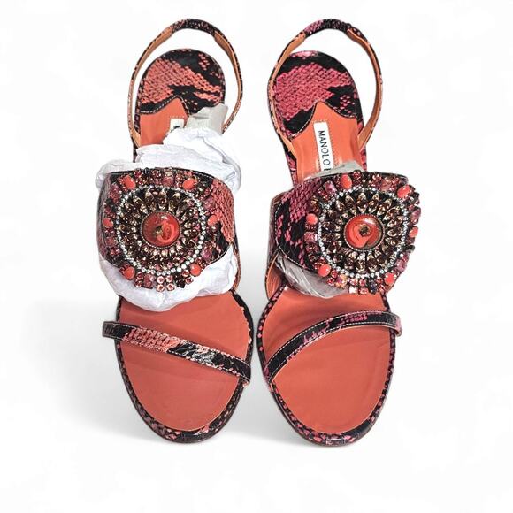 Manolo Blahnik Ronda Snake Embellished Heels - Picture 14 of 14